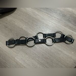 Banana Republic Black Leather Belt with Silver Accents